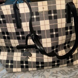 Kate spade black and beige plaid purse